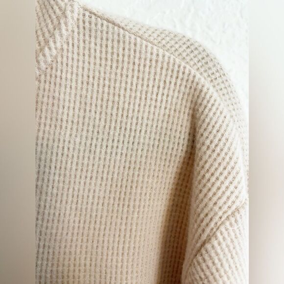 N:Philanthropy Anthro waffle knit hoodie with cut out NWT.  M - Picture 5 of 8